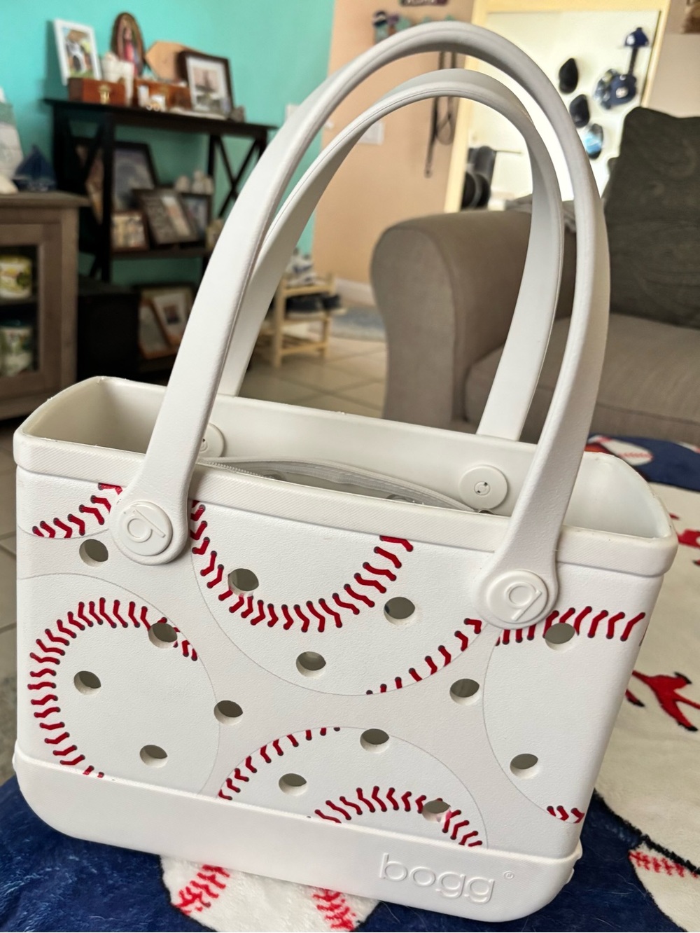 White Baseball Bitty Bogg Bag